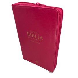 BIBLIA  RVR 1960 LETRA GRANDE TAMANO MANUAL SIMIL PIEL FUCSIA CON CIERRE 12 PUNT