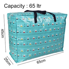 Storage Bags Water & Dust Resistant. Double zipped storage bags for toys, laundry, bedding. Underbed Wardrobe Space Saver Blue Sailboats print (2)