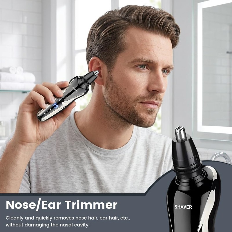 Dexmary 3-in-1 Electric Shavers for Men, LED Display, IPX7 Waterproof