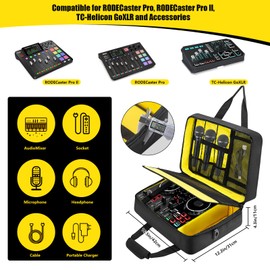 DJ Mixer Bag - 0.4 Inch Padded Audio Mixer Travel Padded Case for Audio Mixers, DJ Controllers & Equipment - Compatible with RODECaster Pro,RODECaster Pro II,TC-Helicon GoXLR (16.5''Lx12.2''Wx7.5''H)