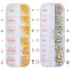 2 Boxes 12 Grids Multi-Shaped Gold Silver Gemstones for Nail