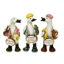 Davids Ducks Complete Set of 3 Bathroom Rules Gossiping Duck Ornaments