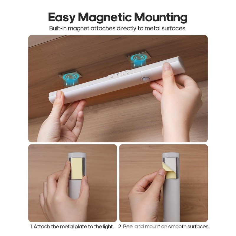 Motion Sensor Light Indoor, 60led Rechargeable Under Cabinet Lighting Wireless,