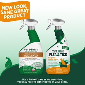 Vet’s Best Flea and Tick Home Spray – Plant-Based Flea and Tick Treatment for Dogs and Indoor Use – Natural Spray with Essential Oils for Flea Control in Home – 32 oz Bottles, 2 Pack