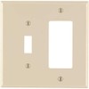 Leviton 2-Gang 1-Toggle 1-Decora/GFCI Combination Wallplate, Midway Size, PJ126-T, Light