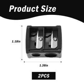 2 PCS Eyeliner Sharpener,Black Compact Dual Cosmetic Pencil Sharpener,2 Holes Makeup Sharpener,Compact & Easy to Clean,Cosmetic Makeup Tool,for Various Sizes of Eyebrow Pencil,Eyeliner,Lip Liner.