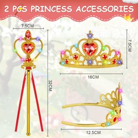 AOOTE Princess Dress Up Accessories,Princess Dress Up Accessories Set with Crown and Wand,Princess Magic Wand Set,Fairy Wand Set for Birthday Wedding Party Cosplay Favors Role Play Toys (Yellow)
