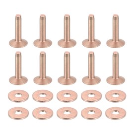sourcing map 50 Set Copper Rivets and Burrs, 10x3.3x14mm Solid Leather Copper Rivet Fastener for Leather DIY Craft Supplies, Copper Tone
