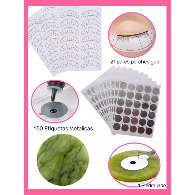 Noved Piedra Jade+ 150 Etiquetas Metalicas+21 Pares De Parche Guia