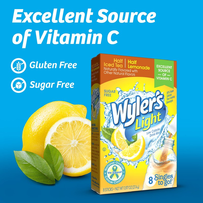 Wyler's Light Water Drink Mix, Singles To Go, Half Iced