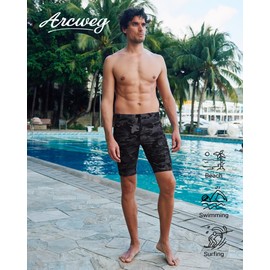 Arcweg Mens Jammers Competitive Swimwear Jammers Quick Dry Compression Mens Swimming Jammers Swimming Trunks with Zipper Pockets Camouflage S