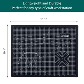 Falling in Art Self Healing Cutting Mat, 9x12" Cutting Mats for Sewing, Double-sided 5-Ply Fabric Cutting Board for Crafting, Quilting and Sewing Projects, Black