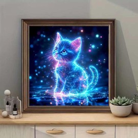 5D Diamond Painting，DIY Katzen Diamantmalerei，Vollbohrung Katzen Kunst für Wanddekor,Rundes Diamant-Punkt-Malset，Diamond Painting für Erwachsene und Kinder,Anfänger geeignet diamond Painting,30x30 cm