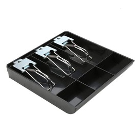 Black White Cash Register Insert Tray 3 Slots Cash Box Money Drawer Replacement Cashier with Metal Clip(Black)