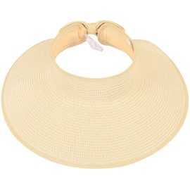 Simplicity Women's Packable Sun Hat Wide Brim Summer Hats for Women Fashionable Roll-up Straw Sun Visor Beige White