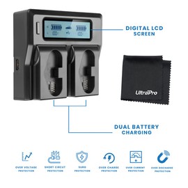 UltraPro EN-EL18, EN-EL18a, EN-EL18b, EN-EL18c, EN-EL18d Rapid Dual Charger for Select Nikon Digital Cameras - UltraPro Bundle Includes Deluxe Custom Microfiber Cleaning Cloth