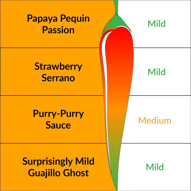 Mild Heat Natural Hot Sauce Four Bottle Gift Box Variety