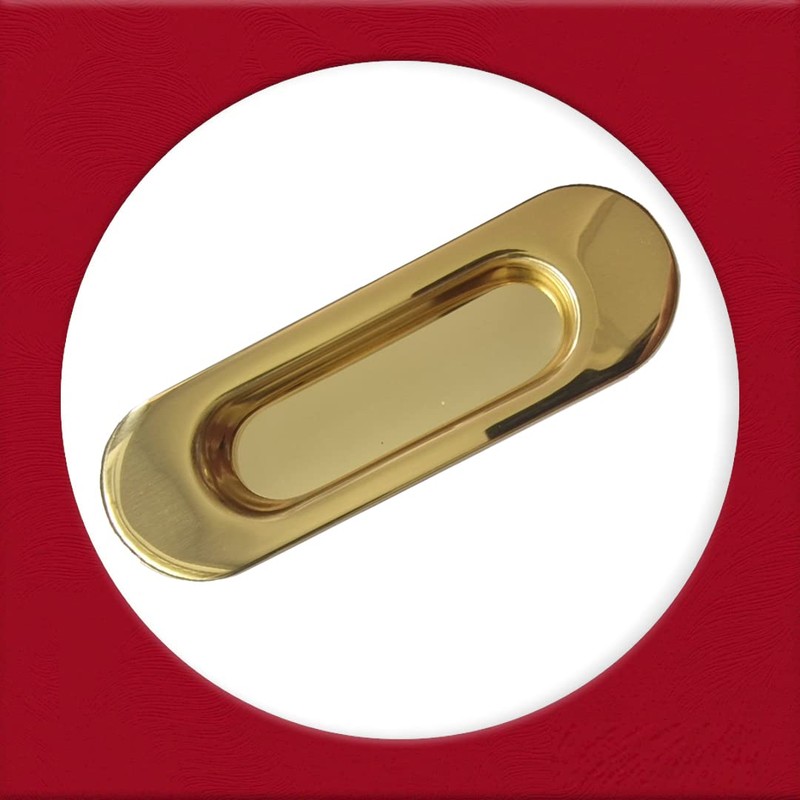 Universal Hardware Oval Pull Finger Recessed Brass Door Handle Recessed