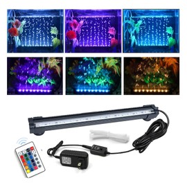Aquarium air Bubble Light, RGB LED Fish Tank Light with 16 Colors 4 Modes, Remote Control IP68 Submersible LED Aquarium Lamp with for Turtle Tank, Betta, Shrimp(7.1inch Light Tube(with Remote)）