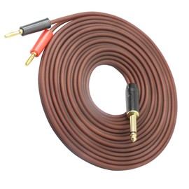 YAOJAR 1/4 TS to Banana Plug Speaker Cable - 6.35mm TS Phono to Dual Banana Plugs, Gold-Plated 1/4 TS Male OFC HiFi Speaker Wire for DJs, Mixers, Headphone Jacks.（16.5ft/5m）