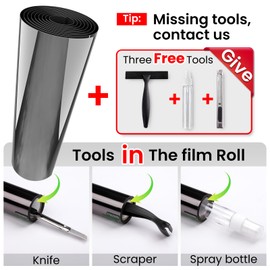 One Way Window Privacy Film: Home Window Tint Reflective Window Film See Out Not in Sun Blocking Anti UV Mirror Window Clings Daytime Privacy Door Window Covering with 3 Tools, 23.6 * 118.1Inch