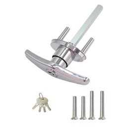 Garage Door Lock T-Handle Locks Latch Replacement Parts with 4 Keys, Mounting Hardware Included, Fit 1-3/8" to 2" Thick Doors, T-Handles Locking Set for Garage Door - 1pack