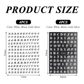 8 Buchstabennagelaufkleber, Nageldekorationsaufkleber, Diy-Nagelkunstmaterialien, Selbstklebende Nagelaufkleber, Retro-Nagelaufkleber.