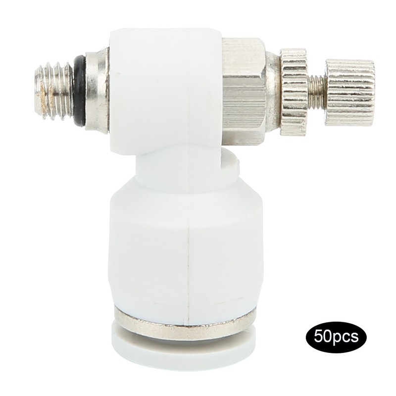 50Pcs Air Flow Control Valve Pneumatic White Adjustment Durable Quick