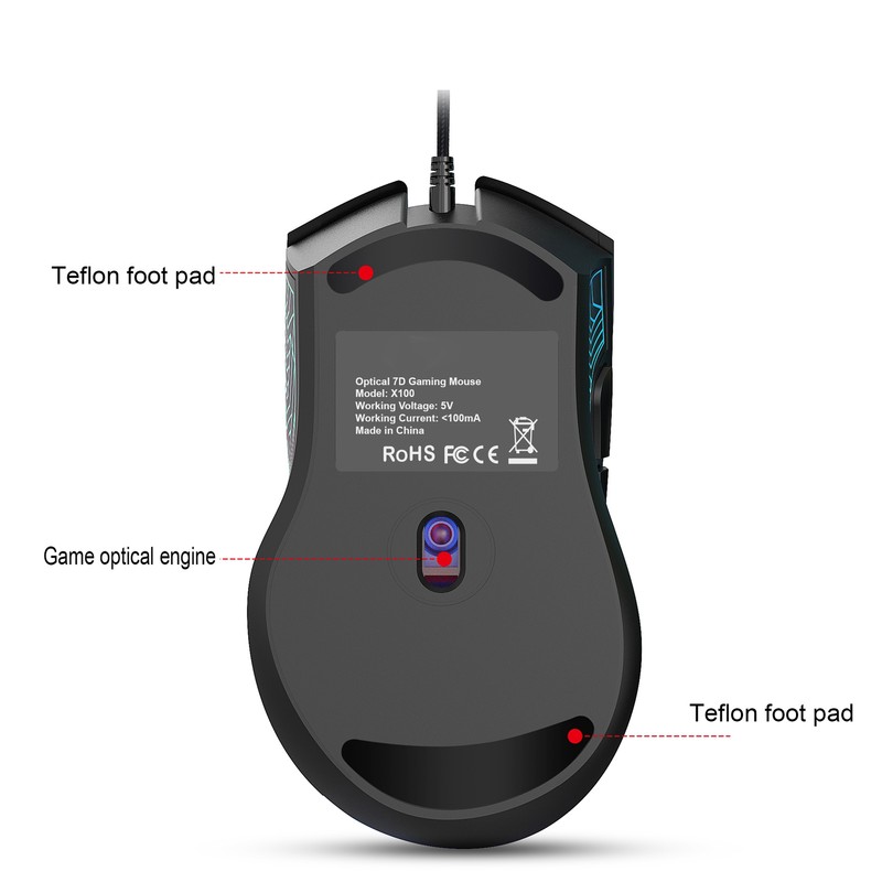Gaming Mouse USB2.0 4 Adjustable DPI RGB Backlit Ergonomic Design
