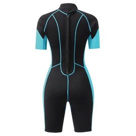 AICARSHI 3mm Shorty Wetsuit for Women - Neoprene Dive Skin Back Zip Scuba Diving Suit One Piece Wet Suits Full Body Rash Guard for Diving Snorkeling Surfing Swimming, X-Small