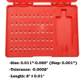 0.011”-0.060” Pin Gauge Set, Steel Gauge Pin Set with Storage Case, 50pcs Pin Gage Set, M0- Tolerance, Calibrates Gauge, Measures Hole Core Deviation Groove Keyway...