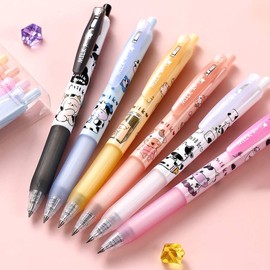 Giant star Cute Milky Cow Pens, Retractable Gel Pens, Black Gel Ink Pens, 0.5mm, Bullet Point, Perfect for Office School Supplies Gifts for Boys Girls,Pack of 6pcs (Milky Cow)