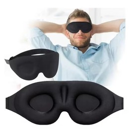 3D Contoured Sleep Mask, Lightweight Black Eye Mask with Adjustable Strap for Deep Rest