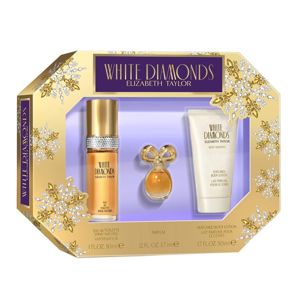 Elizabeth Taylor Elizabeth Taylor White Diamonds Women's Fragrance 3 Piece Gift Set, 1.0 Fl. Oz. Eau De Toilette, 3 Count