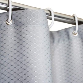 Tektrum Heavy Duty 72 by 72-inch Waffle Weave Jacquard Shower Curtain with Hooks for Hotel Home, Water Repellent Bathroom Curtains, Rust Proof Metal Grommets (Grey)