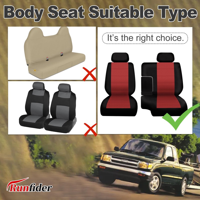 runfider Front 60/40 Bench Seat Covers for Toyota Tacoma 1995-2000