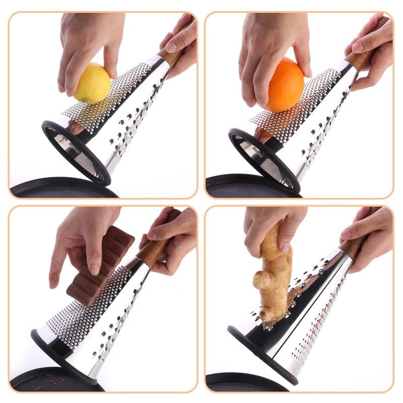 Cone Cheese Grater with Handle Stainless Steel Grater Triple Function