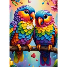 GDYEEH Parrots Diamond Painting Adults, 5D Lovers Diamond Art Pictures Beginners, DIY Birds Round Full Drill Diamond Painting Embroidery Cross Stitch Gifts Home Wall Decor 30 x 40 cm