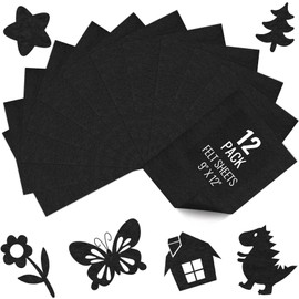 12PCS Black Felt Fabric Sheets 9" x 12" - 1.6mm Thick Soft Felt for Craft Sewing DIY Patchwork Art Projects Decorations