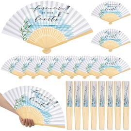 Threehoney 25 Pcs Funeral Sympathy Gifts Favor Bulk Seagull Memorial Handheld Paper Celebration of Life Decorations Fans Forever in Our Hearts Folding Fan for Guest Funeral Condolence Sympathy Gift