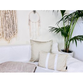 unendlich schoen Set of 2 cushion covers, 50 x 50 cm / 50 x 30 cm, beige, 100% cotton, decorative cushion cover, sofa cushion, couch cushion, decorative cushion cover with hidden zip