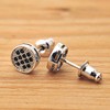 Round Stud Earrings for Men Black Silver Small Studs Cubic