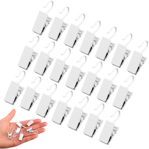 30 Pack Small Heavy-Duty Hook Clip Set Metal Curtain Hangers Clips for Clip Photo Home Decoration Art Craft Display - Black (White)