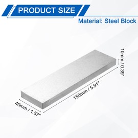 PATIKIL 40x150x10mm Steel Bench Block, Steel Block Metal Bench Block No Holes Matched Hardened Steel Flat 123 Blocks Precision Ground Milling for Jewelry Making Stamping Tool, Rectangle