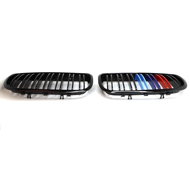 XOPIYAO Grille M Color Double Slats Gloss Black Grill Compatible