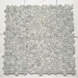 Stone Center Online Carrara White Marble Bubble Round Paramount Mosaic Tile Polished Kitchen Bath Wall Floor Backsplash Shower (1 Sheet)