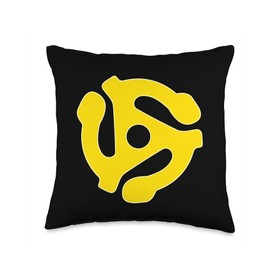 WanderDog Swag Retro 45 RPM Record Adaptor-60's and 70's Music Symbols Throw Pillow, 16x16, Multicolor