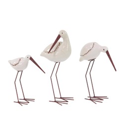 Deco 79 Ceramic Bird Decorative Sculpture Home Decor Statues, Set of 3 Accent Figurines 14", 10", 12"H, White