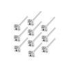10 Solid 925 Sterling Silver Clear Jewel Nose Studs