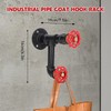 Tissting Industrial Pipe Red Handwheel Coat Hook Rack Heavy Duty
